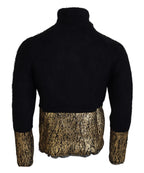 Dolce & Gabbana Black Gold Turtleneck Mohair Pullover Mens Sweater - Zeiniez