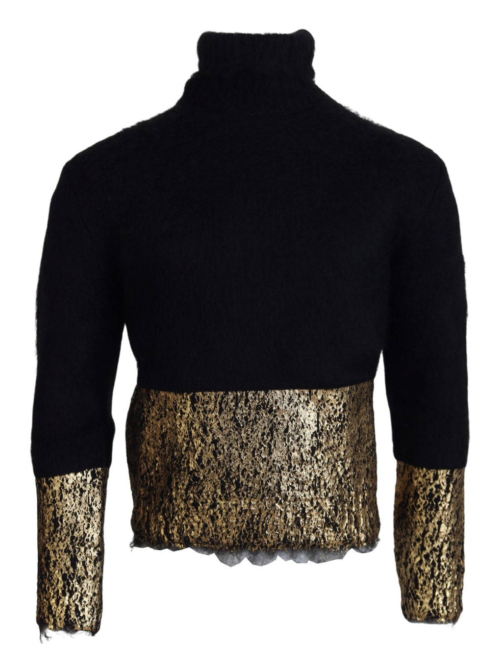 Dolce & Gabbana Black Gold Turtleneck Mohair Pullover Mens Sweater - Zeiniez