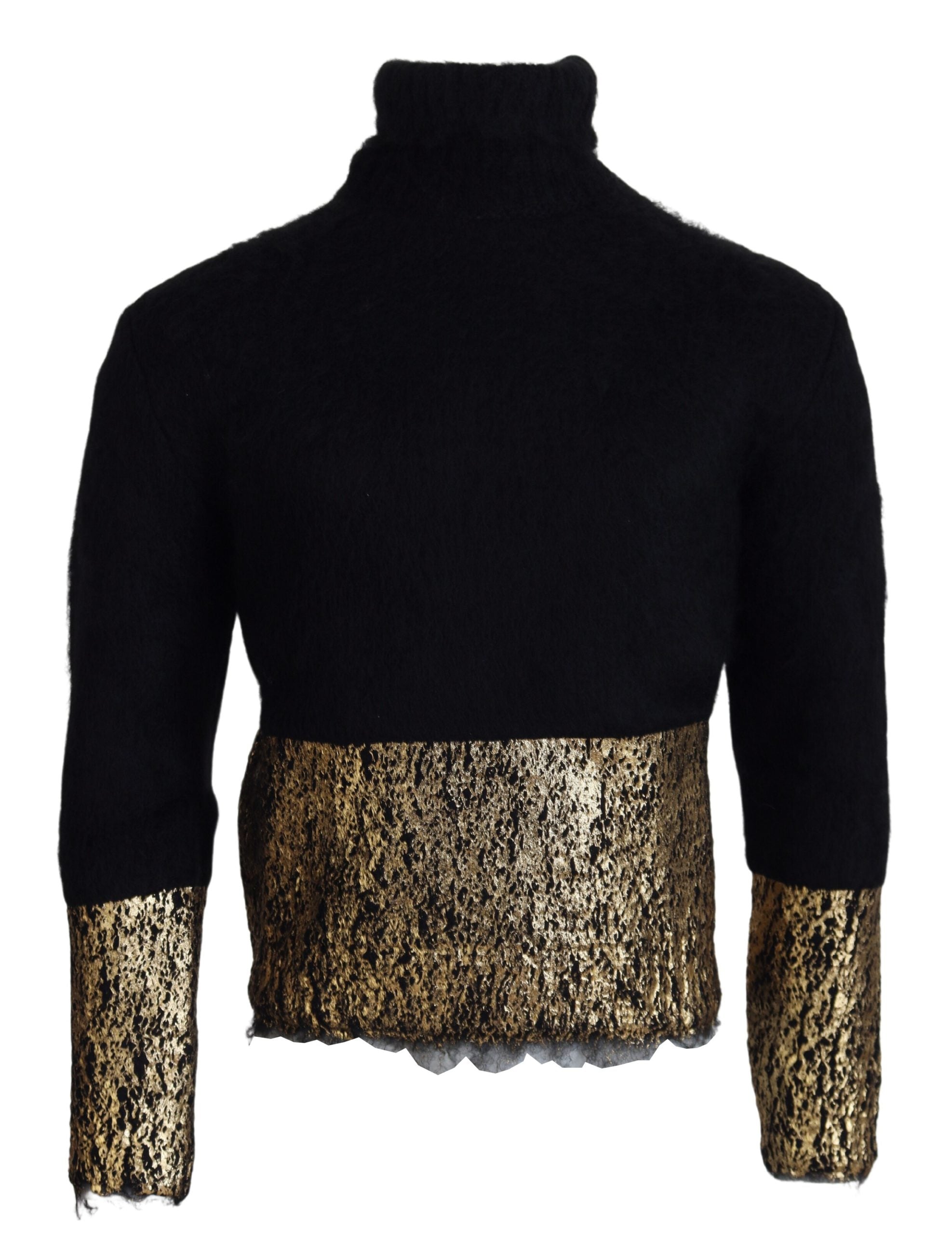 Dolce & Gabbana Black Gold Turtleneck Mohair Pullover Mens Sweater - Zeiniez