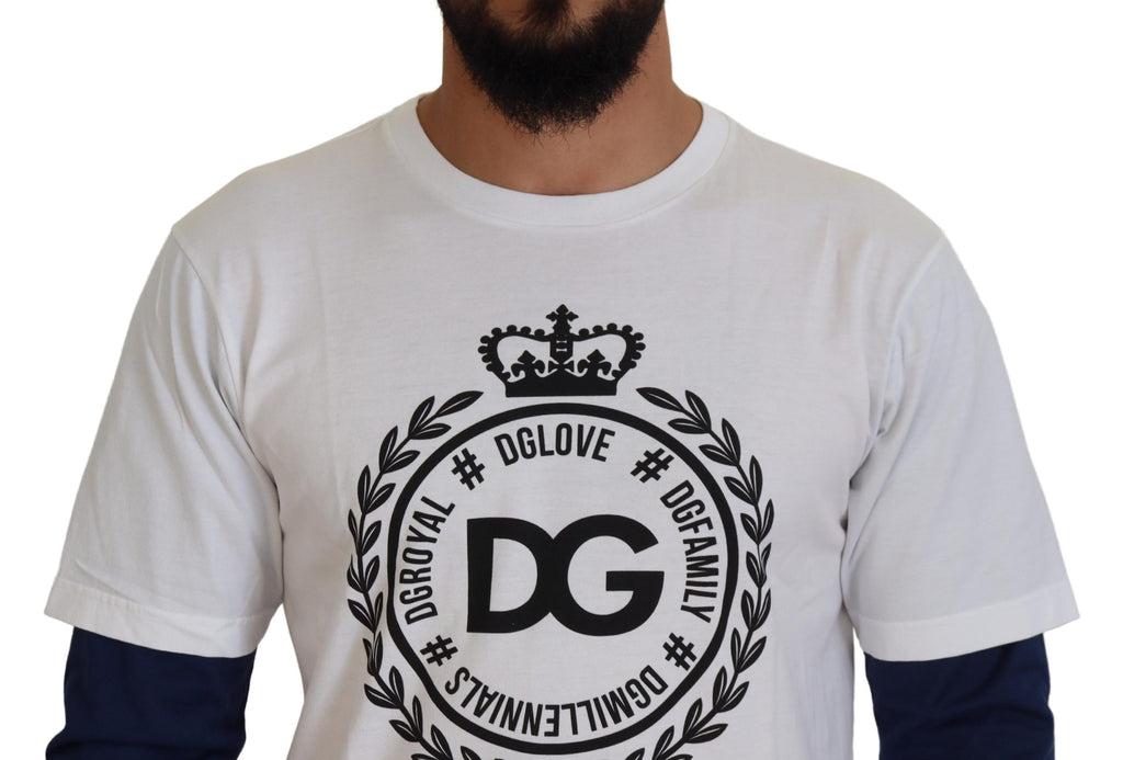 Dolce & Gabbana White Blue DG Crown Pullover Sweater - Zeiniez