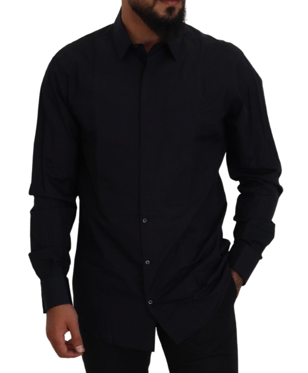 Dolce & Gabbana Black Gold Cotton Slim Fit Dress Mens Shirt - Zeiniez