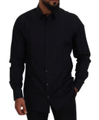Dolce & Gabbana Black Gold Cotton Slim Fit Dress Mens Shirt - Zeiniez