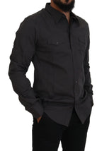 Dolce & Gabbana Gray SICILIA Slim Fit Stretch Dress Shirt - Zeiniez