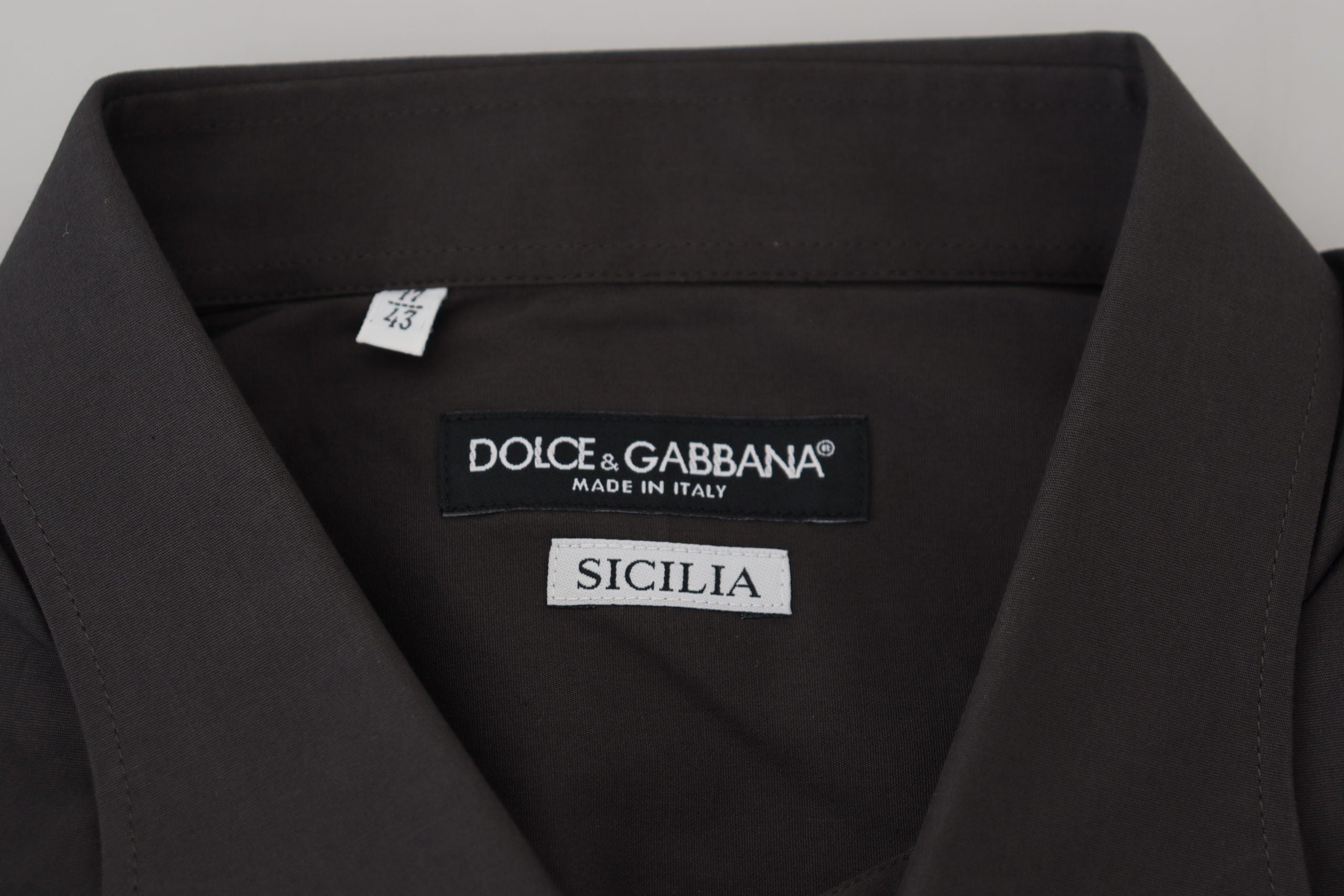 Dolce & Gabbana Gray SICILIA Slim Fit Stretch Dress Shirt - Zeiniez