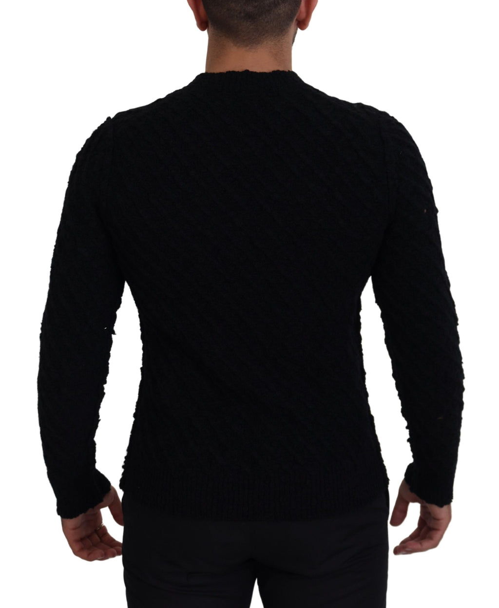 Dolce & Gabbana Black Wool V-neck Knitted Pullover Sweater - Zeiniez