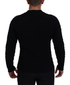 Dolce & Gabbana Black Wool V-neck Knitted Pullover Sweater - Zeiniez