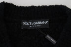 Dolce & Gabbana Black Wool V-neck Knitted Pullover Sweater - Zeiniez