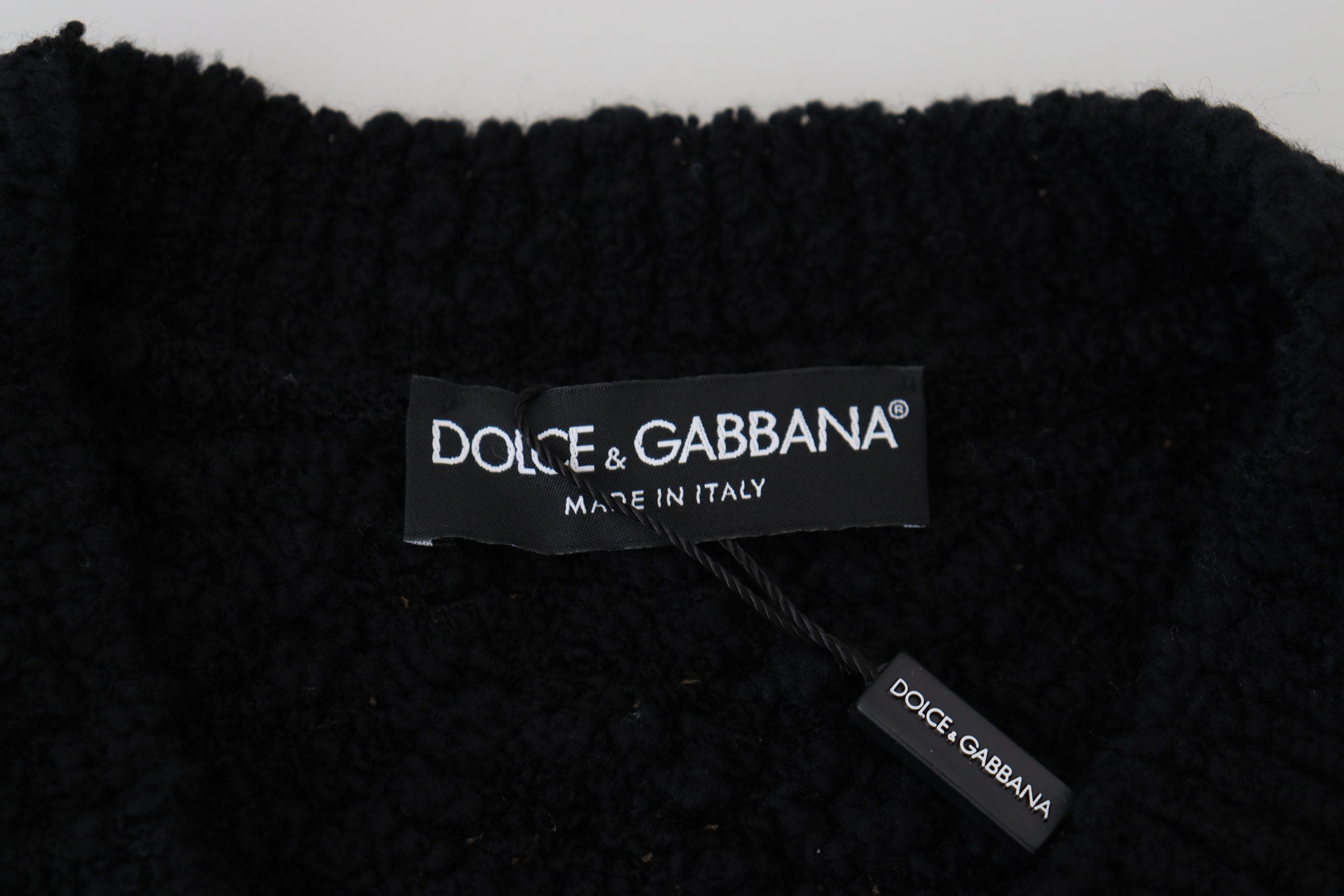 Dolce & Gabbana Black Wool V-neck Knitted Pullover Sweater - Zeiniez