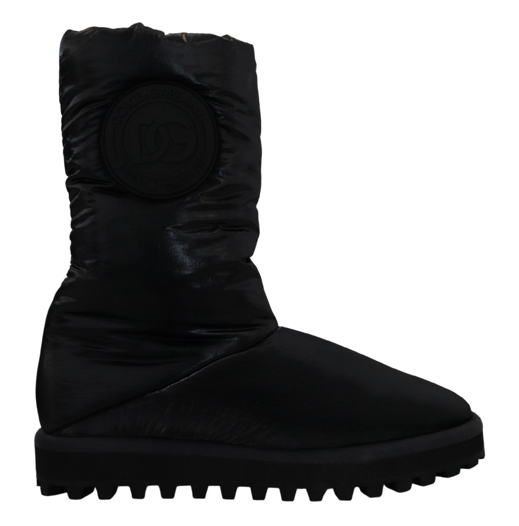 Dolce & Gabbana Black Boots Padded Mid Calf Winter Shoes - Zeiniez