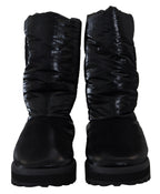 Dolce & Gabbana Black Boots Padded Mid Calf Winter Shoes - Zeiniez