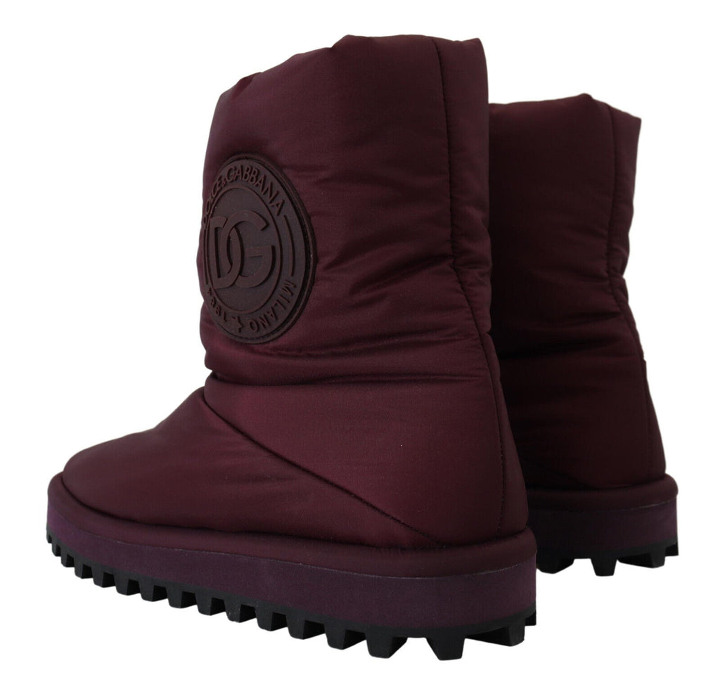 Dolce & Gabbana Bordeaux Nylon Boots Padded Mid Shoes - Zeiniez