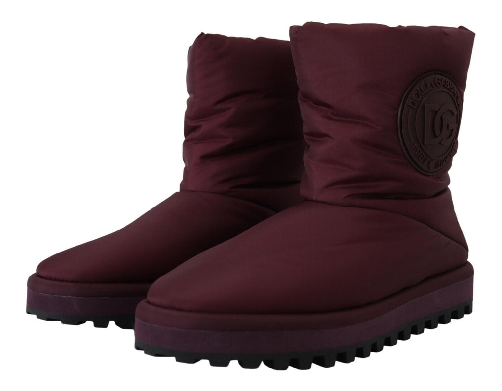 Dolce & Gabbana Bordeaux Nylon Boots Padded Mid Shoes - Zeiniez