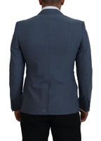 Dolce & Gabbana Blue Wool Stretch Slim Fit Jacket Blazer - Zeiniez