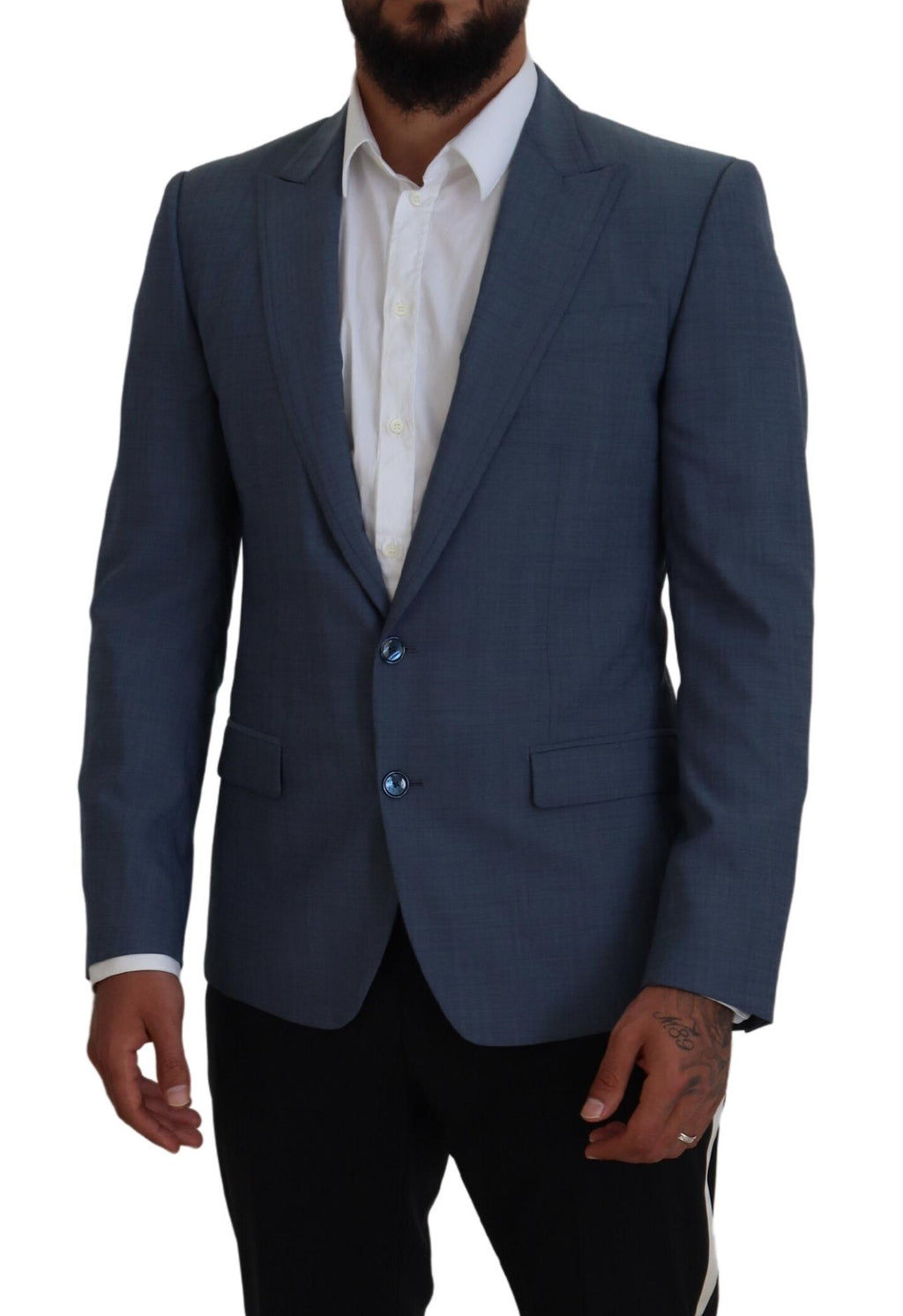 Dolce & Gabbana Blue Wool Stretch Slim Fit Jacket Blazer - Zeiniez