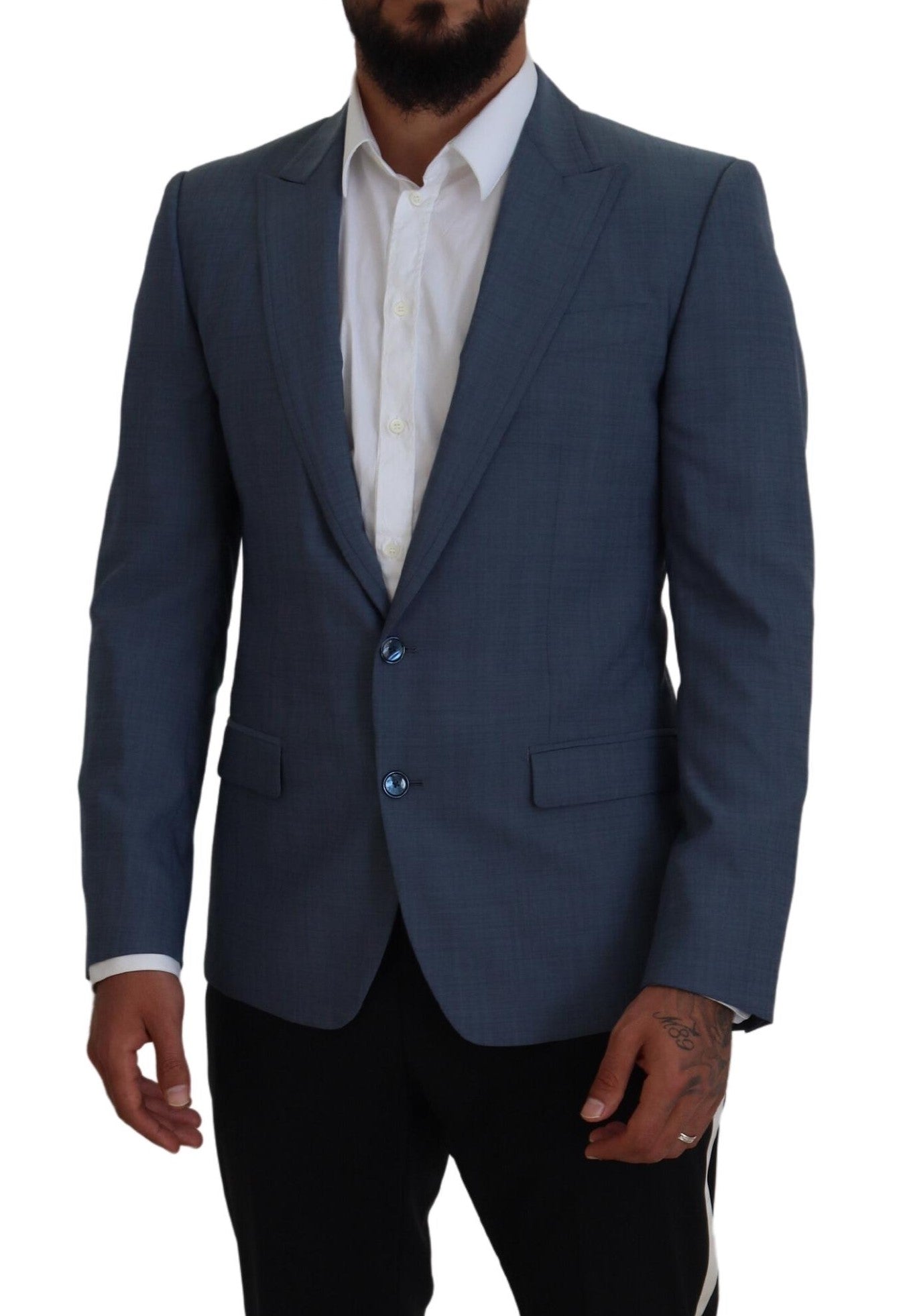 Dolce & Gabbana Blue Wool Stretch Slim Fit Jacket Blazer - Zeiniez