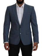 Dolce & Gabbana Blue Wool Stretch Slim Fit Jacket Blazer - Zeiniez