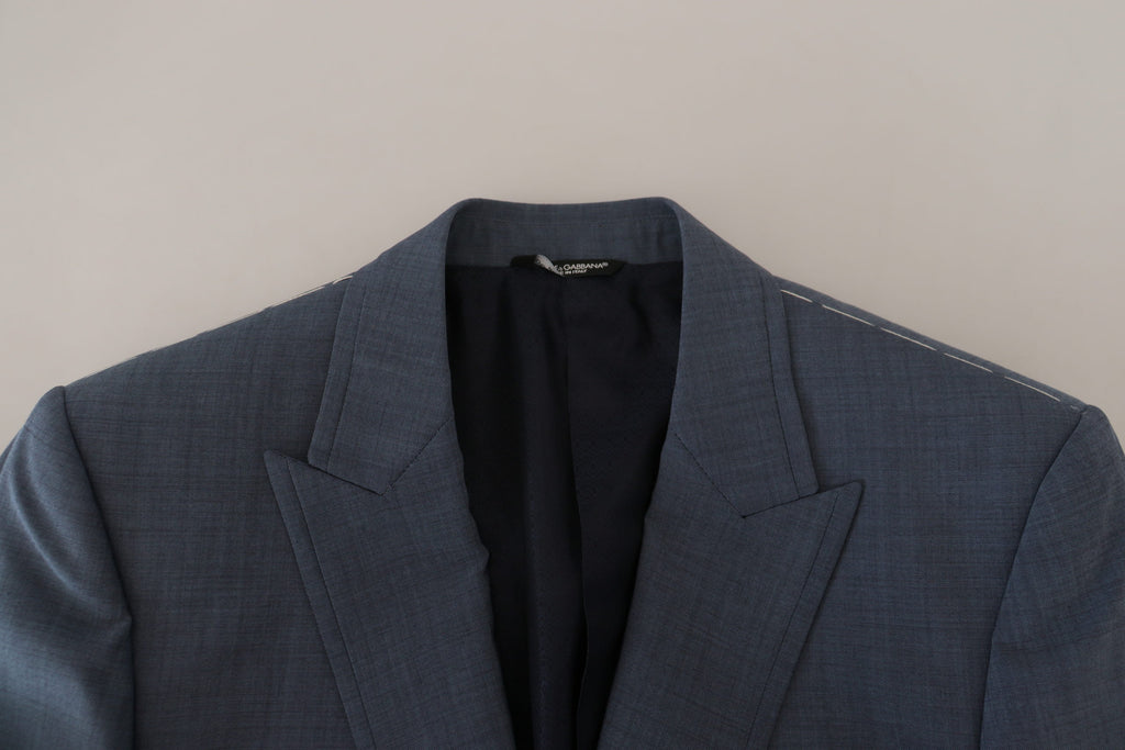 Dolce & Gabbana Blue Wool Stretch Slim Fit Jacket Blazer - Zeiniez