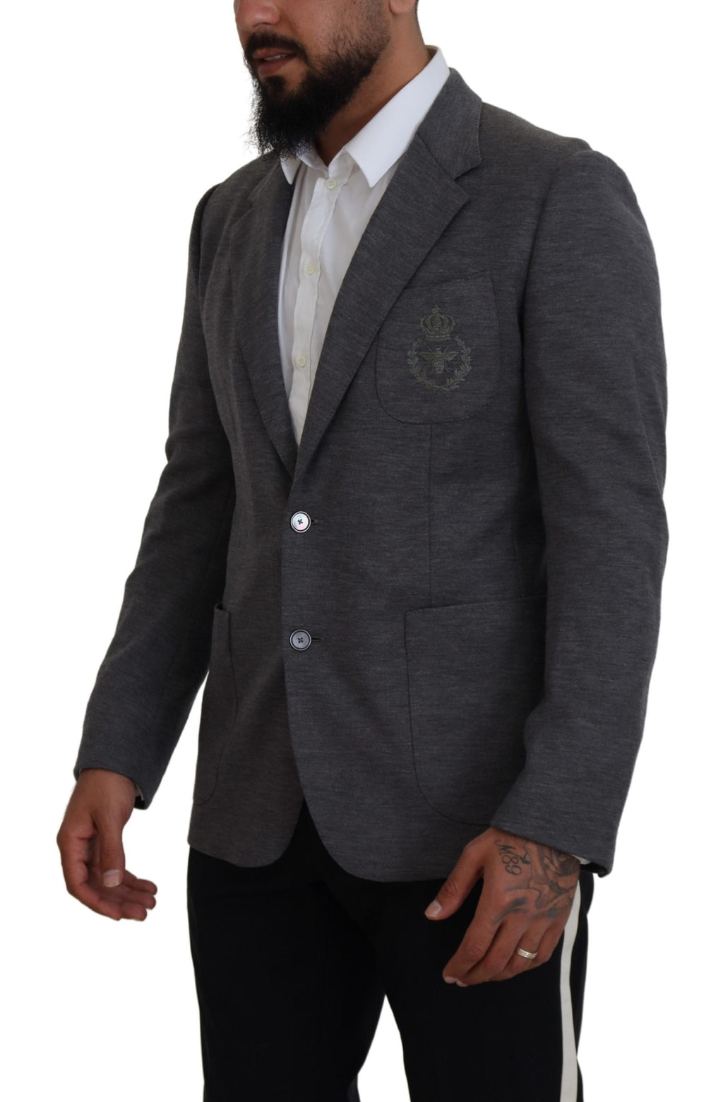 Dolce & Gabbana Gray Wool Stretch Slim Fit Jacket Blazer - Zeiniez