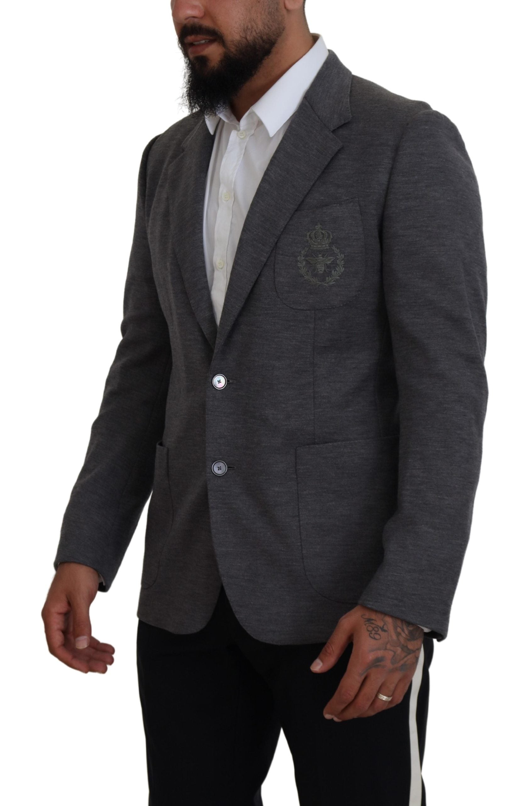 Dolce & Gabbana Gray Wool Stretch Slim Fit Jacket Blazer - Zeiniez