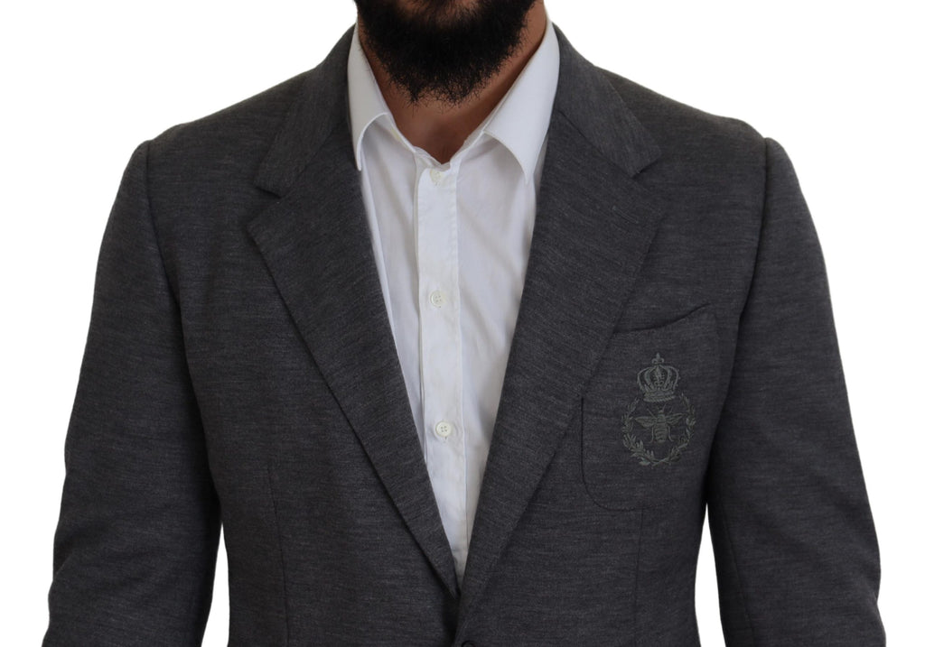Dolce & Gabbana Gray Wool Stretch Slim Fit Jacket Blazer - Zeiniez