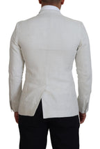 Dolce & Gabbana White Linen Slim Fit Jacket Blazer - Zeiniez