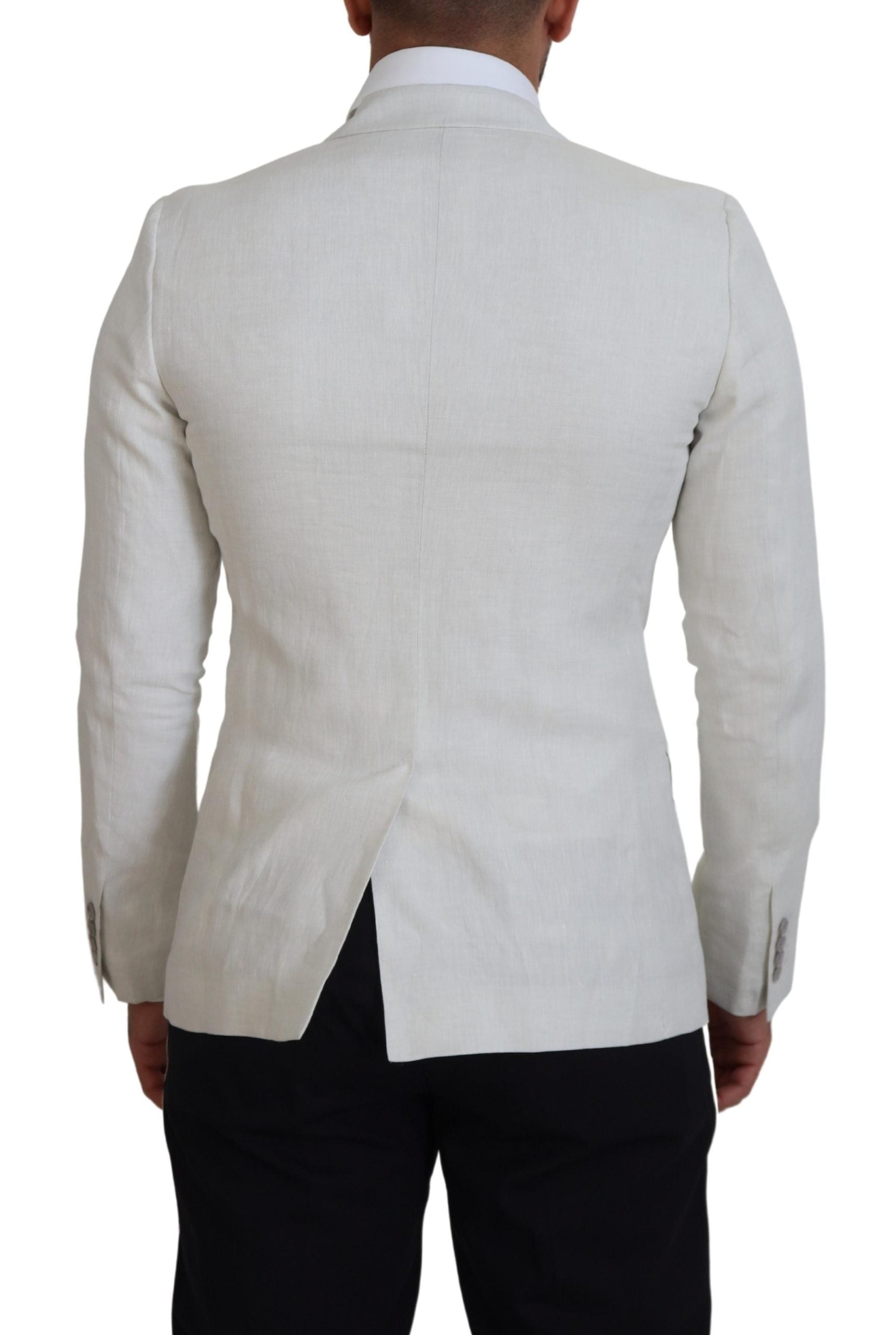 Dolce & Gabbana White Linen Slim Fit Jacket Blazer - Zeiniez