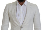 Dolce & Gabbana White Linen Slim Fit Jacket Blazer - Zeiniez