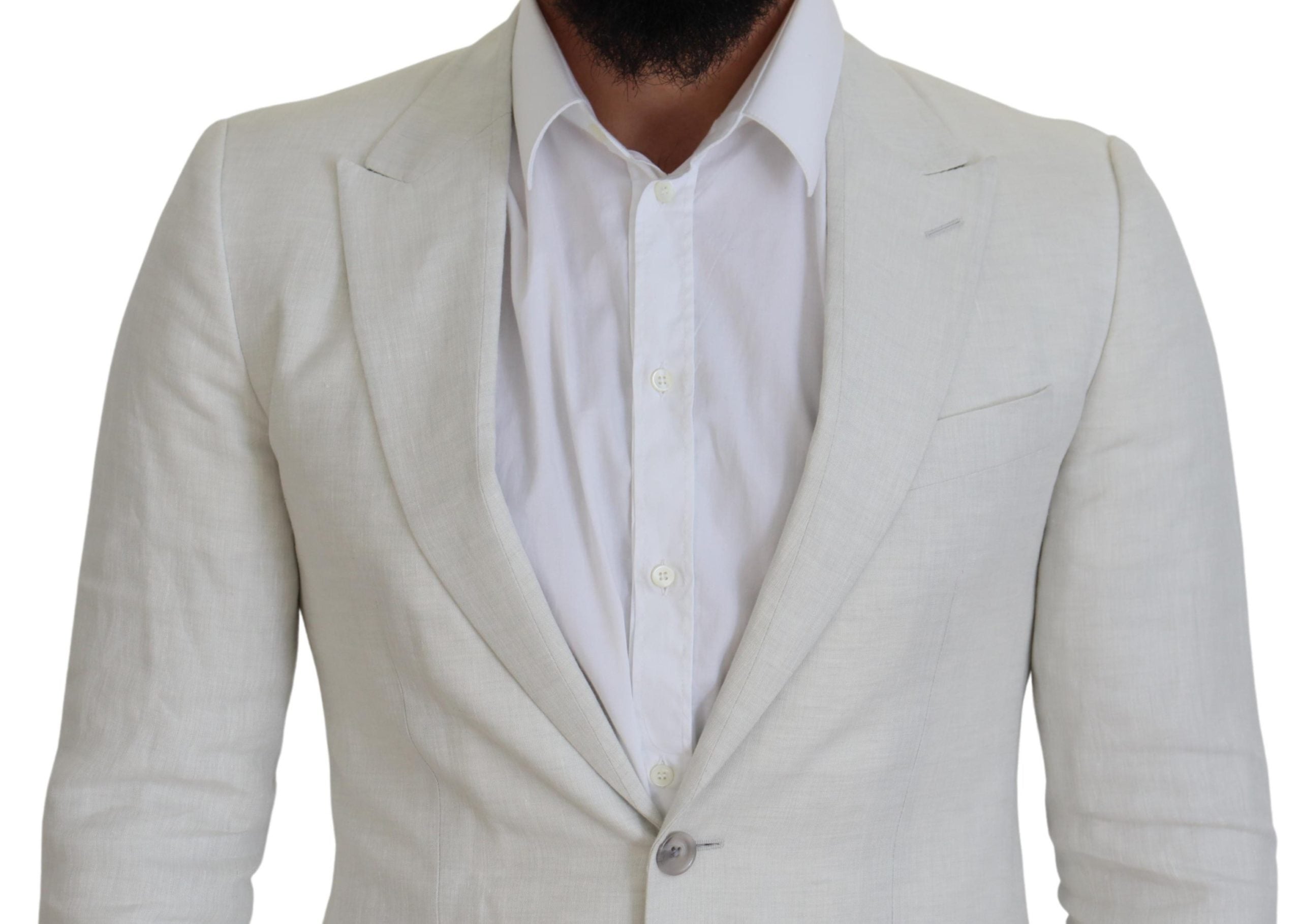 Dolce & Gabbana White Linen Slim Fit Jacket Blazer - Zeiniez