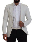 Dolce & Gabbana White Linen Slim Fit Jacket Blazer - Zeiniez