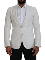 Dolce & Gabbana White Linen Slim Fit Jacket Blazer - Zeiniez