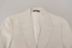 Dolce & Gabbana White Linen Slim Fit Jacket Blazer - Zeiniez