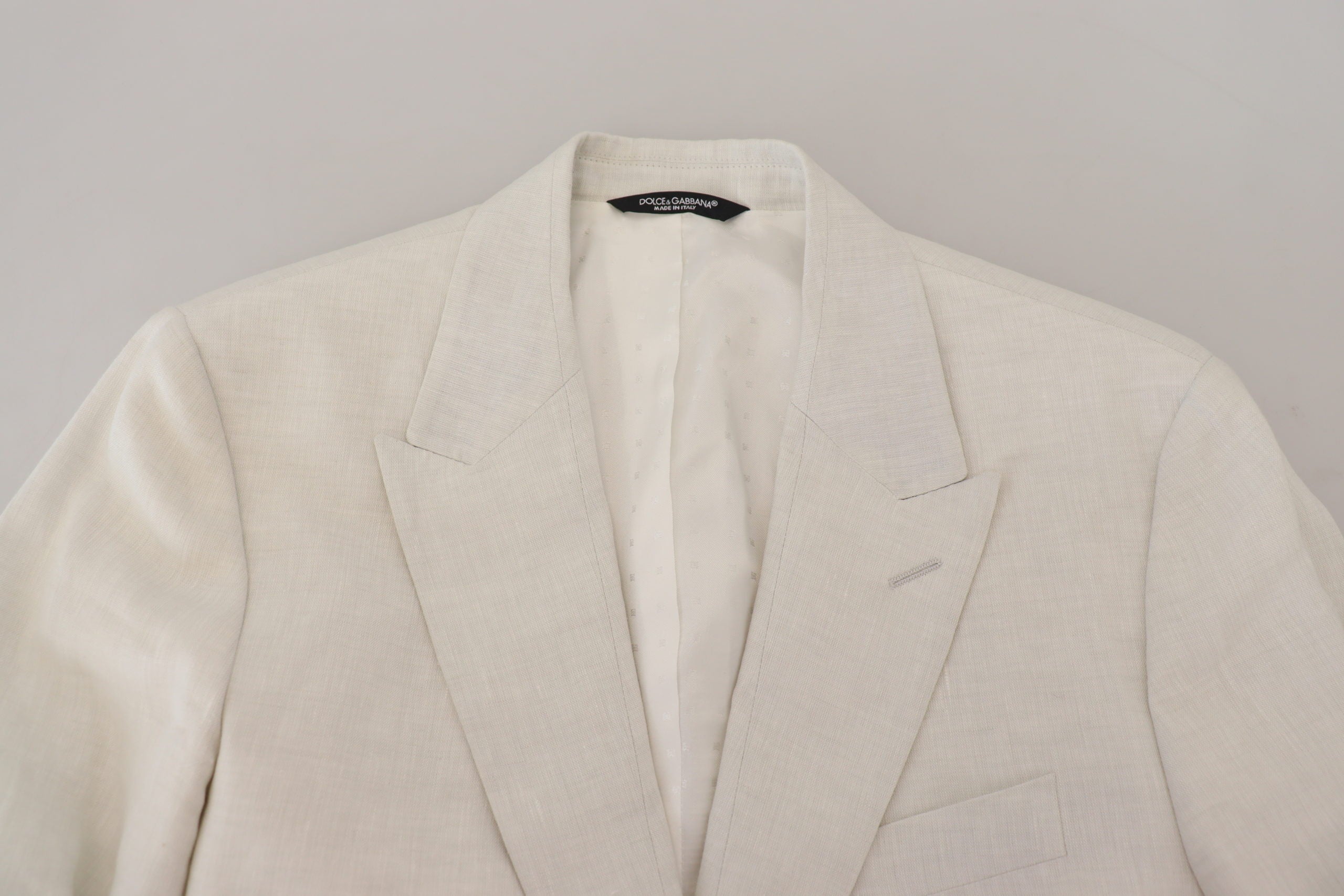 Dolce & Gabbana White Linen Slim Fit Jacket Blazer - Zeiniez