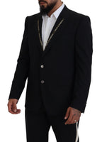 Dolce & Gabbana Black Wool Stretch Slim Fit Jacket Blazer - Zeiniez