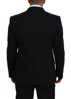 Dolce & Gabbana Black Wool Stretch Slim Fit Jacket Blazer - Zeiniez