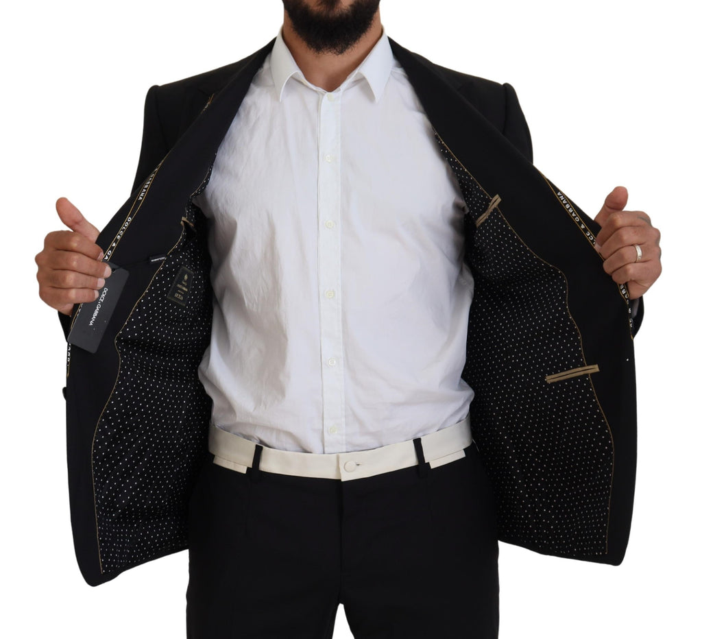 Dolce & Gabbana Black Wool Stretch Slim Fit Jacket Blazer - Zeiniez