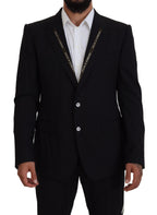 Dolce & Gabbana Black Wool Stretch Slim Fit Jacket Blazer - Zeiniez