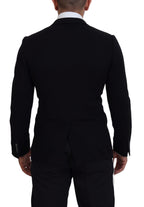 Dolce & Gabbana Black Wool Crown Slim Fit Jacket Blazer - Zeiniez