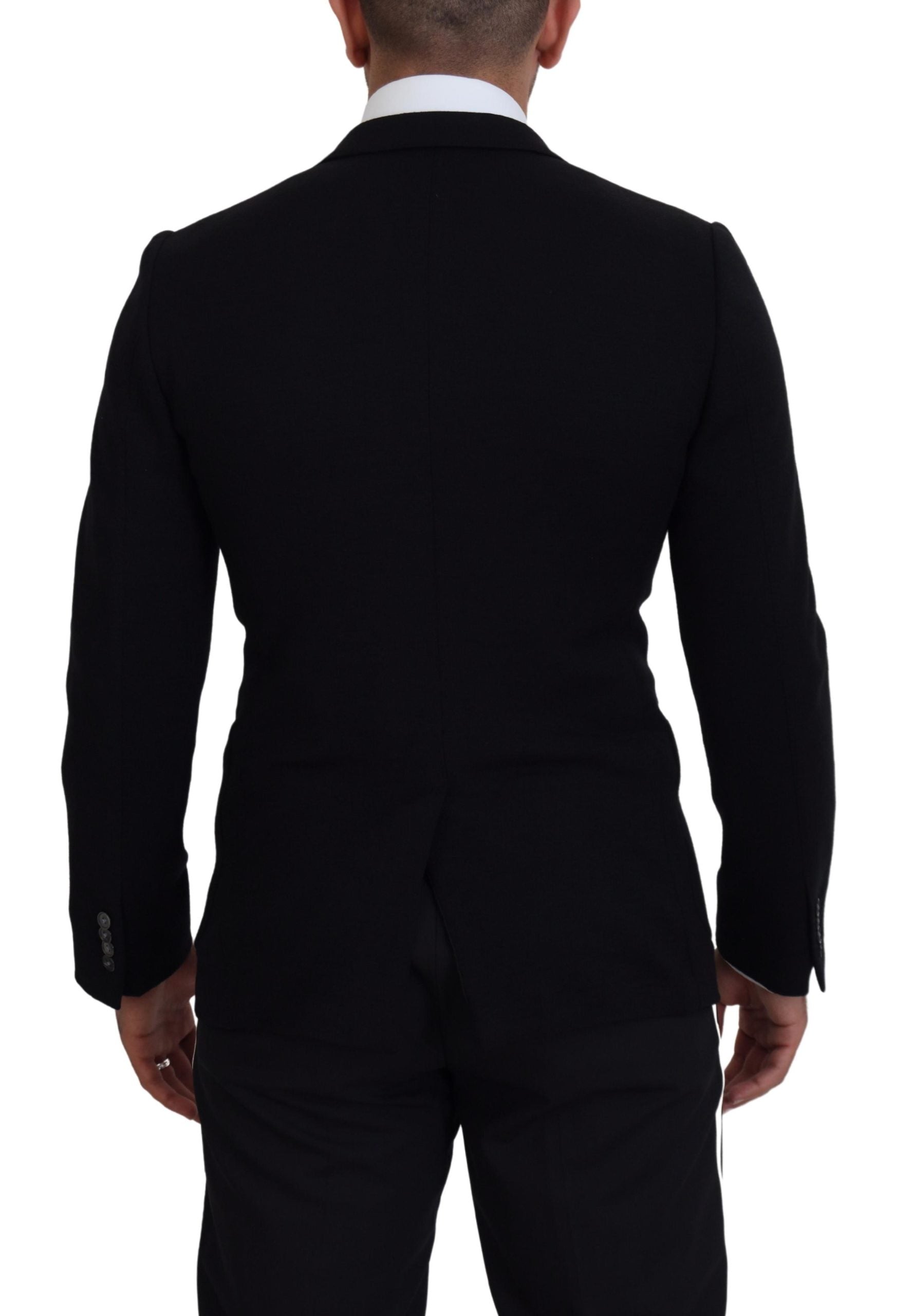 Dolce & Gabbana Black Wool Crown Slim Fit Jacket Blazer - Zeiniez