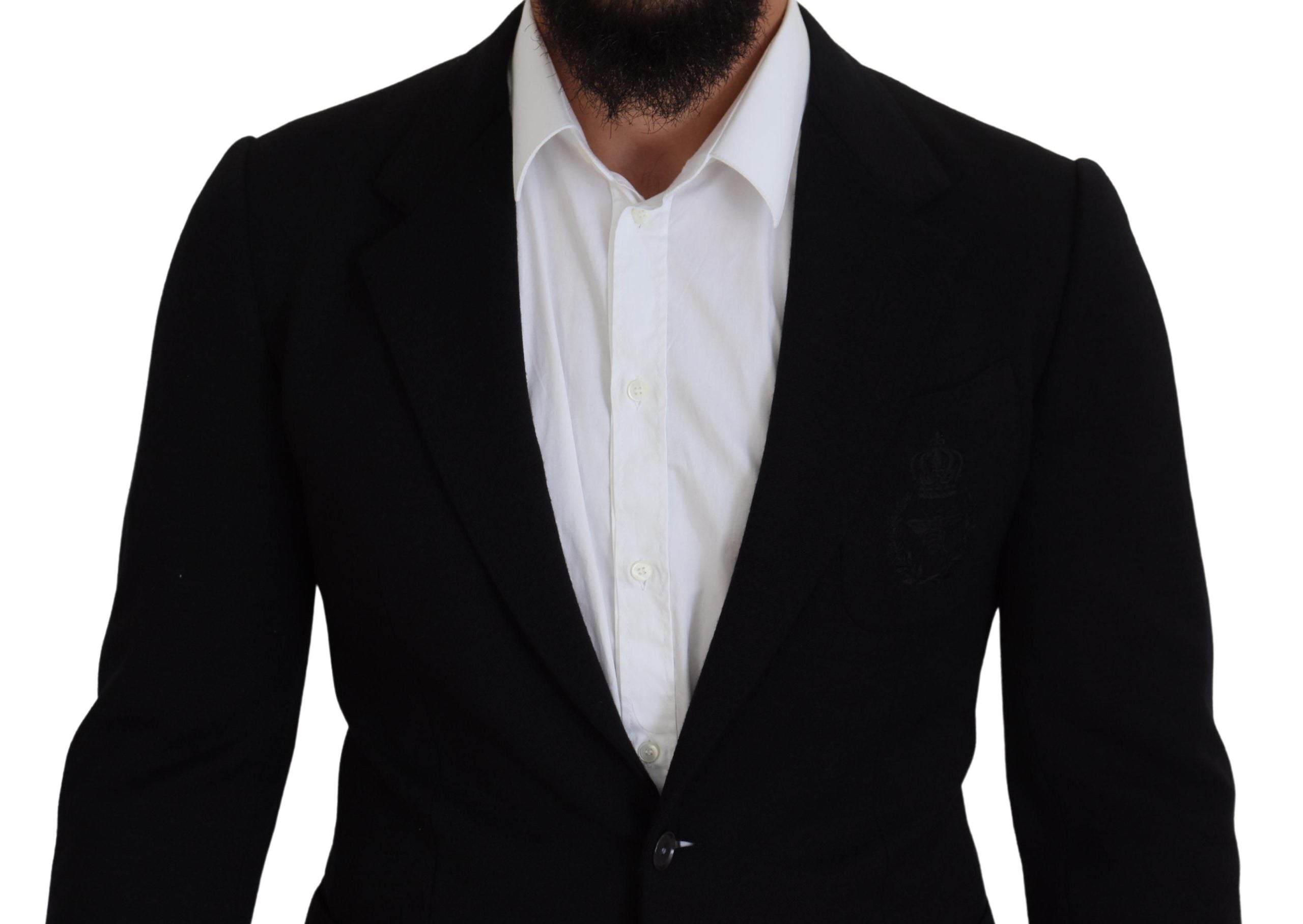 Dolce & Gabbana Black Wool Crown Slim Fit Jacket Blazer - Zeiniez