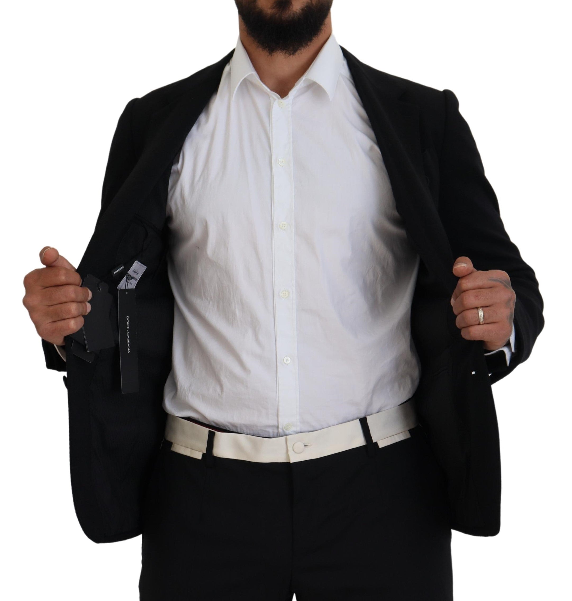 Dolce & Gabbana Black Wool Crown Slim Fit Jacket Blazer - Zeiniez