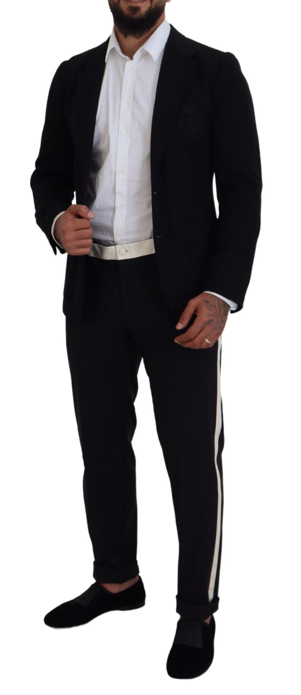 Dolce & Gabbana Black Wool Crown Slim Fit Jacket Blazer - Zeiniez