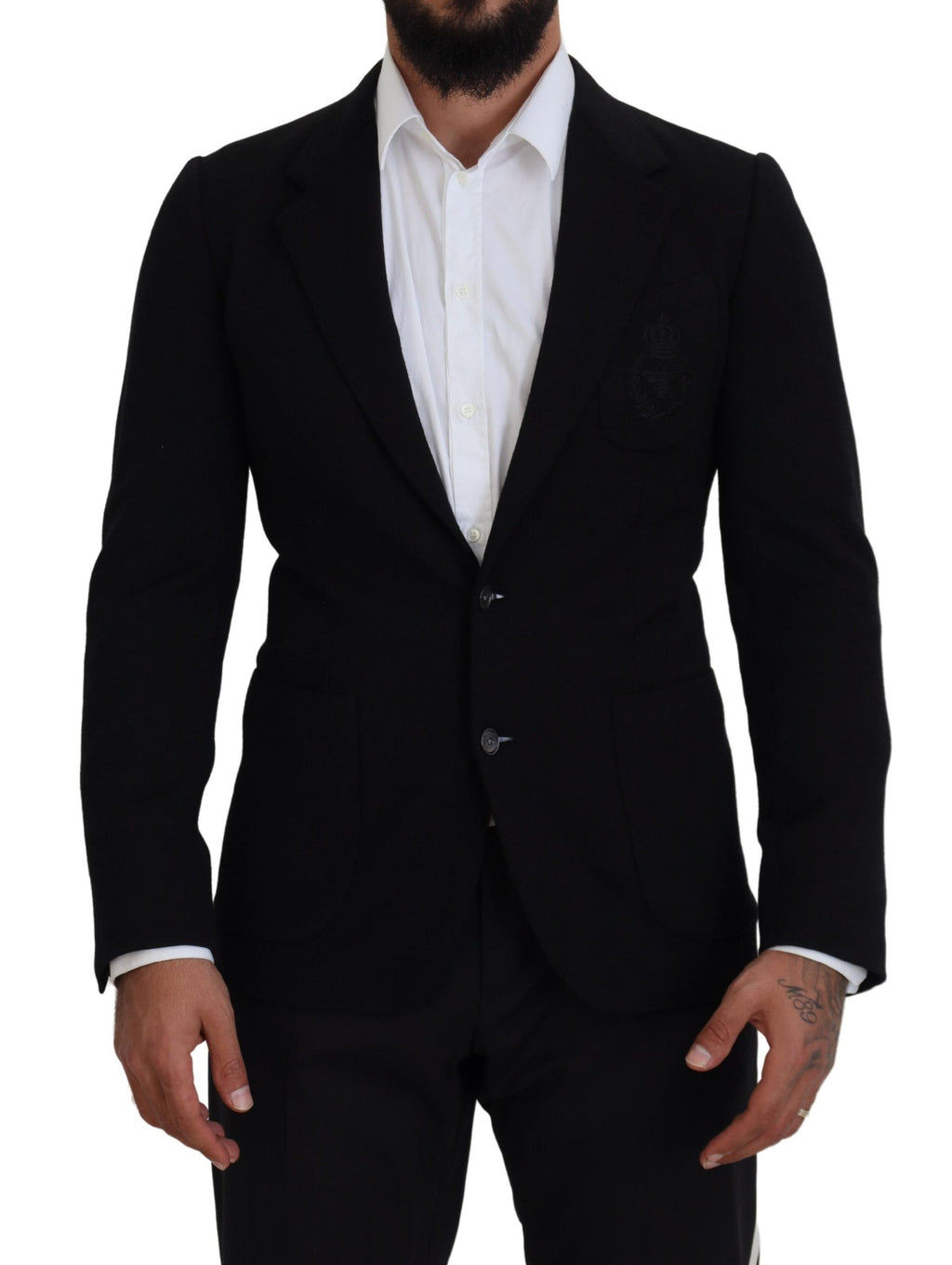 Dolce & Gabbana Black Wool Crown Slim Fit Jacket Blazer - Zeiniez