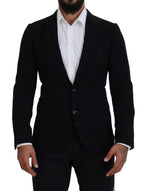 Dolce & Gabbana Black Wool Crown Slim Fit Jacket Blazer - Zeiniez