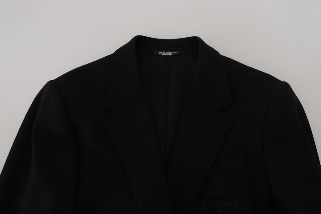 Dolce & Gabbana Black Wool Crown Slim Fit Jacket Blazer - Zeiniez
