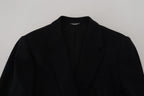 Dolce & Gabbana Black Wool Crown Slim Fit Jacket Blazer - Zeiniez
