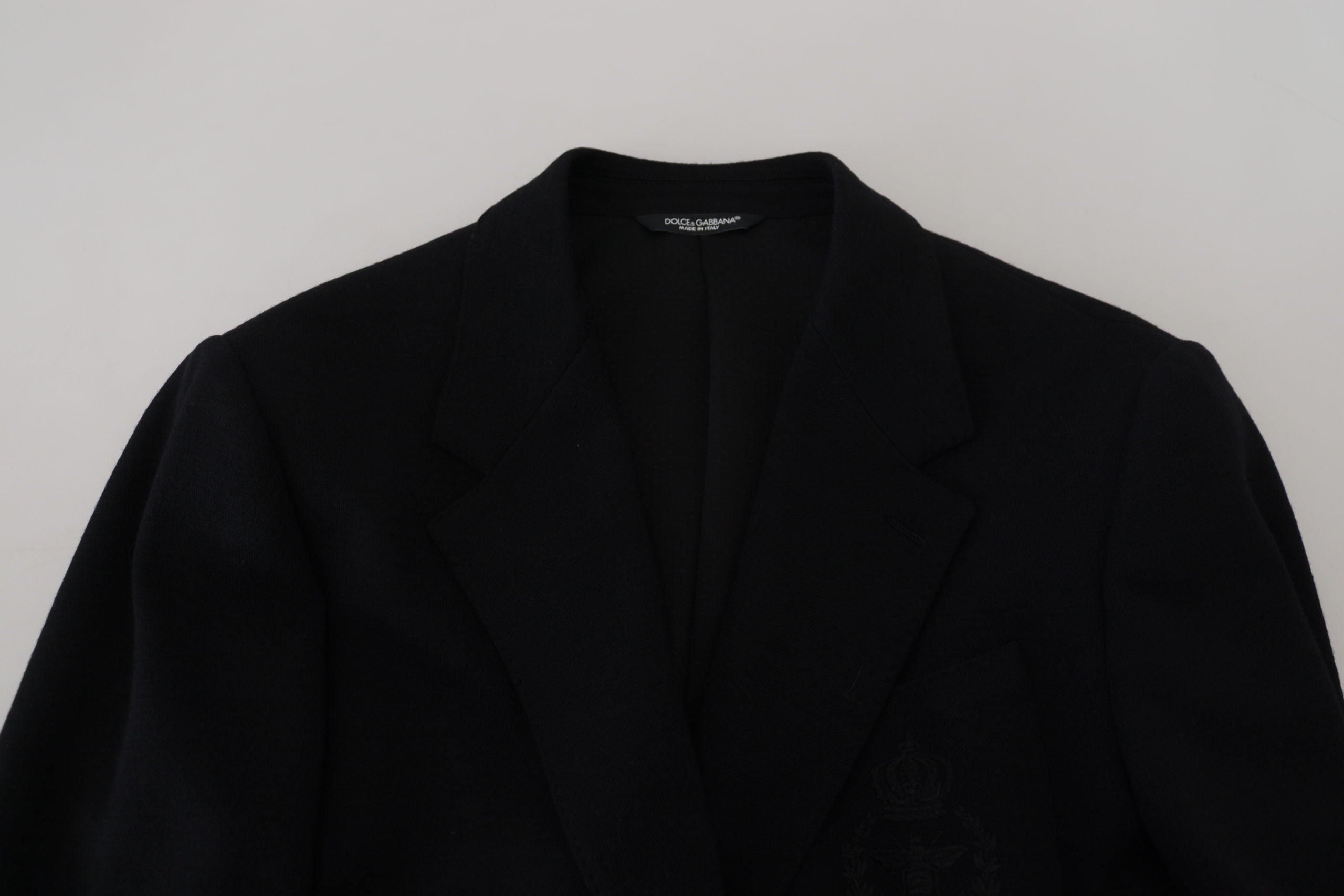 Dolce & Gabbana Black Wool Crown Slim Fit Jacket Blazer - Zeiniez