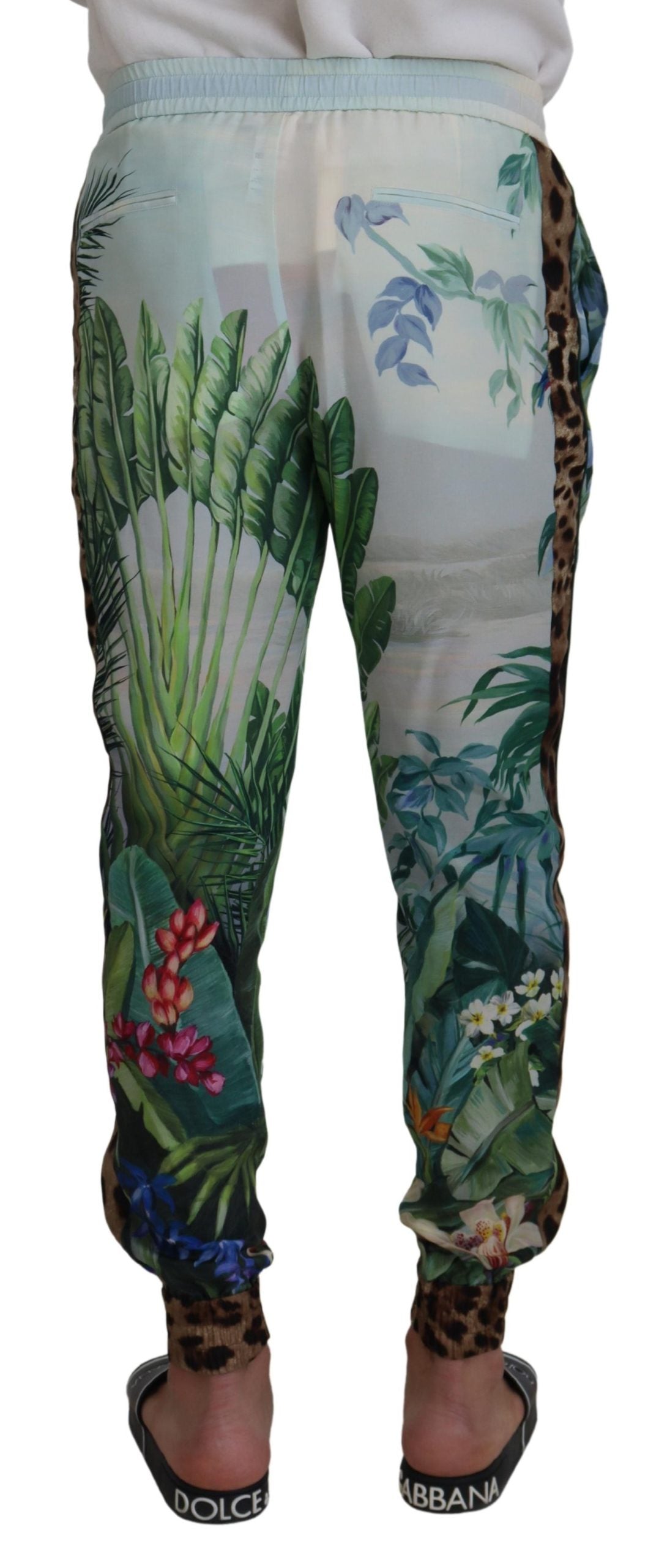 Dolce & Gabbana White Floral Printed Men Jogger Pants - Zeiniez