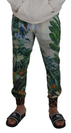 Dolce & Gabbana White Floral Printed Men Jogger Pants - Zeiniez