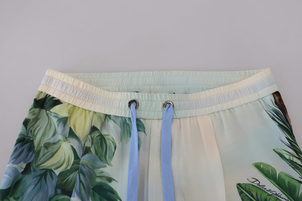 Dolce & Gabbana White Floral Printed Men Jogger Pants - Zeiniez