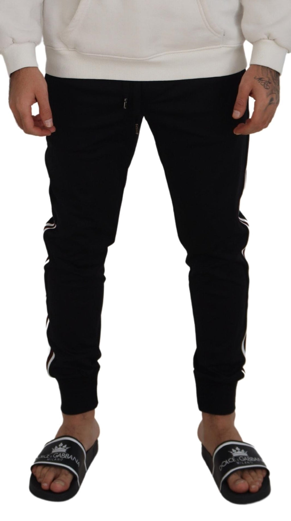 Dolce & Gabbana Black DG Print Mens Jogger Pants - Zeiniez